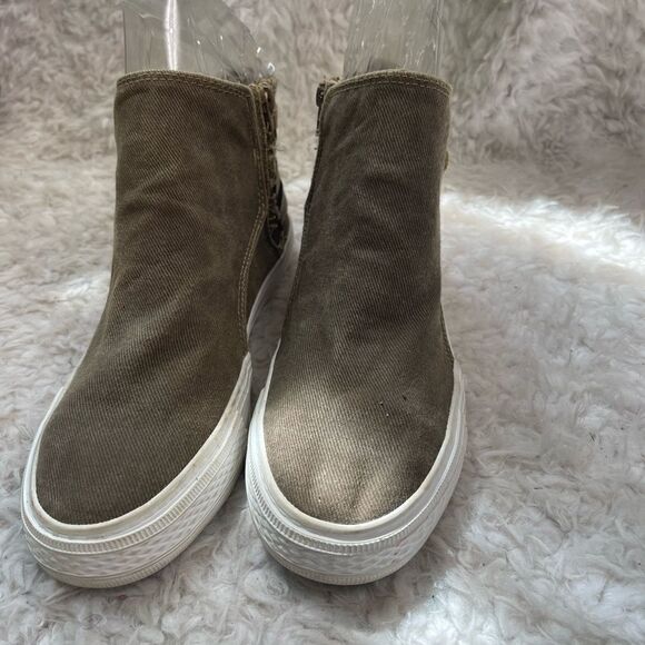 Blowfish canvas olive green ankle boots with side zipper size 7 - Picture 2 of 9